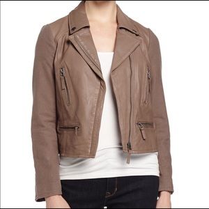 NWT Joie Seabrooke Leather Moto Jacket Taupe (S)